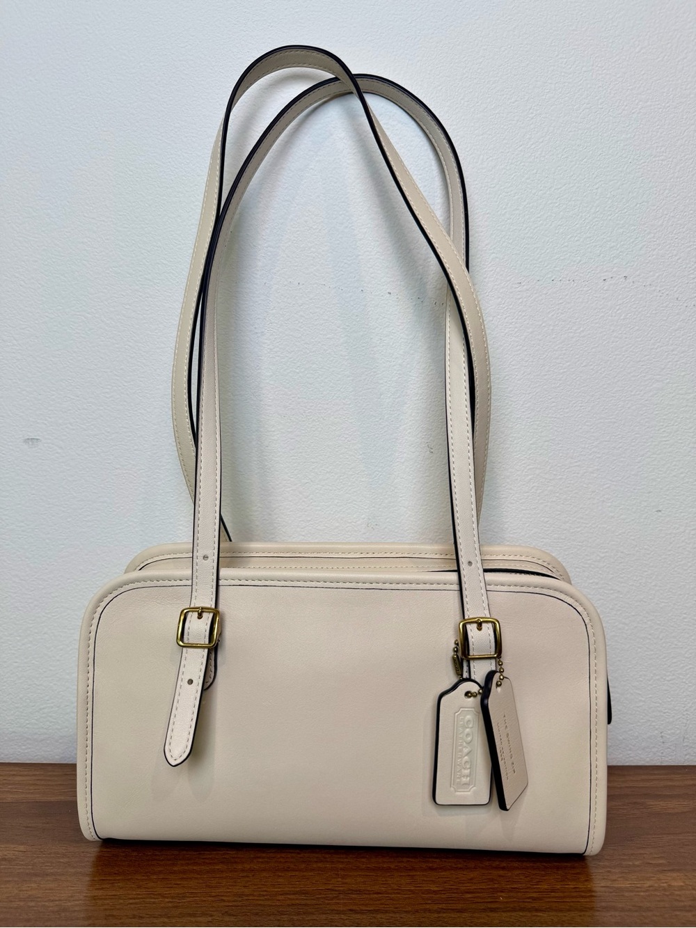 Coach Swing Zip Bag Chalk Leather Shoulder Bag MSRP $395